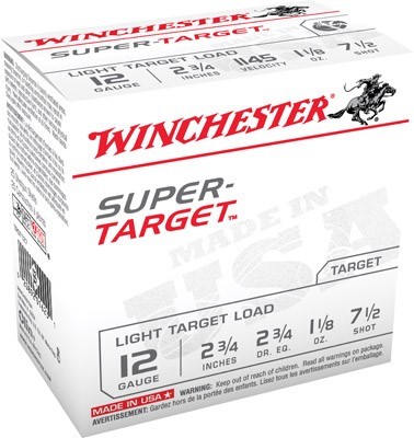 WINCHESTER #TRGT127 12G 2.75" 2.75 DRAM #7.5, SUPER TARGET LITE LOADS, CASE