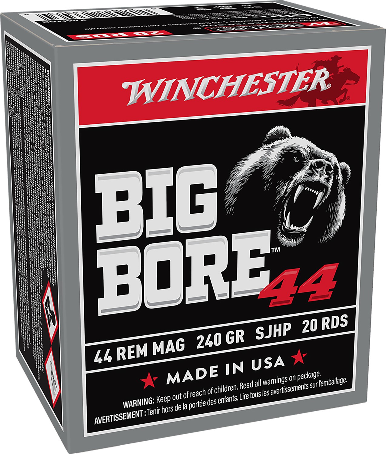 WINCHESTER AMMO, BIG BORE, 44 REM MAG, 240GR, JACKETED HOLLOW POINT