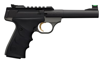 Browning, Buck Mark Plus Practical, Semi-automatic, Metal Frame Pistol, 22LR, 5.5" Bull Barrel, Aluminum, Black, URX Grips, Fiber Optic Front Sight, Optic Rail, 10 Rounds, 1 Magazine