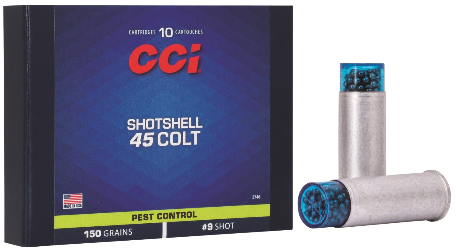 CCI 3746 Pest Control Shotshell 45Colt 150gr #9Shot 10 Per Box/20 Case