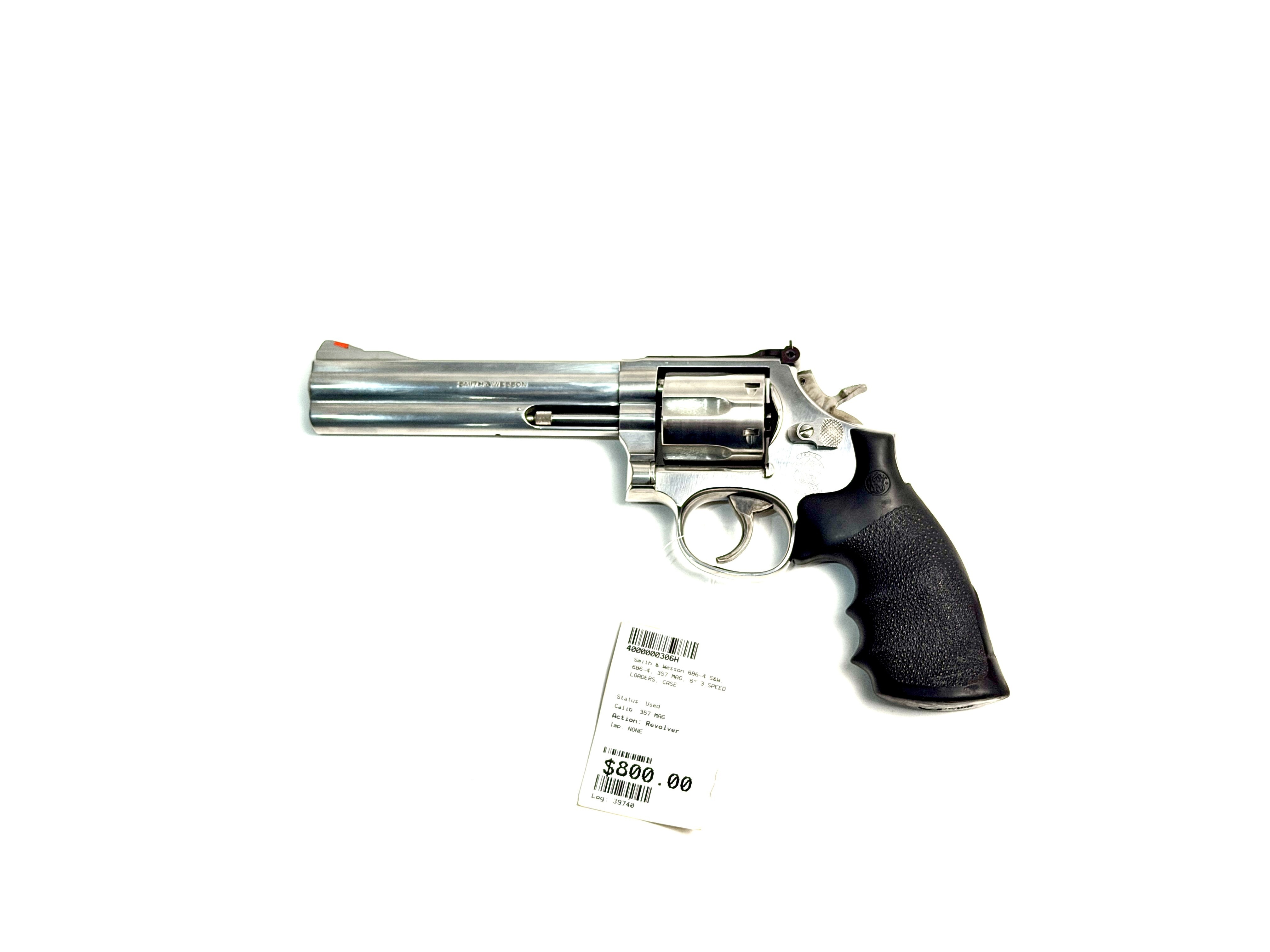 SMITH & WESSON 686-4, 357MAG, 6", W/ 3 SPEED LOADERS, CASE, USED SMITH & WESSON 686-4, 357MAG, 6", W/ 3 SPEED LOADERS, CASE, USED