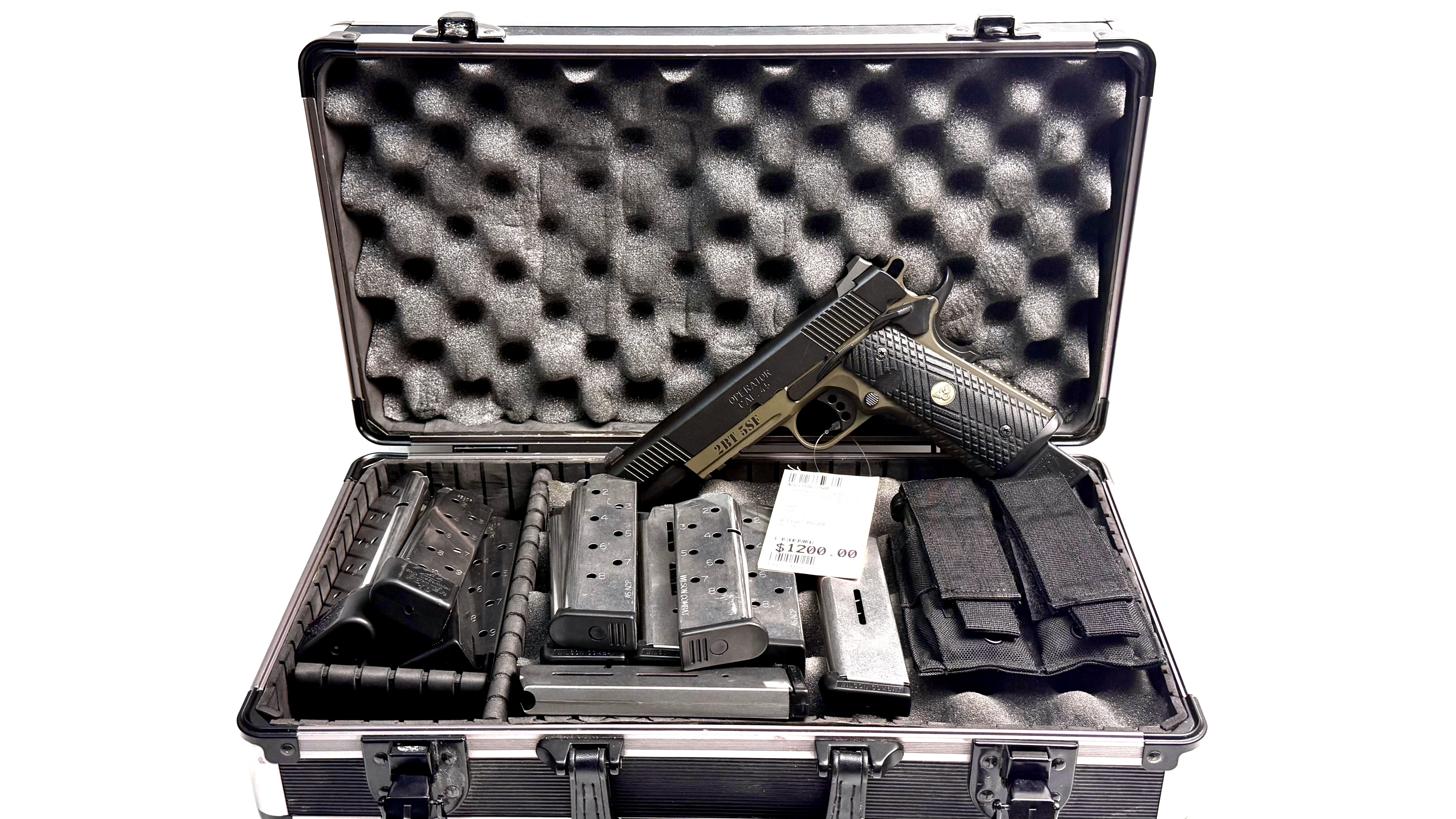 SPRINGFIELD ARMORY 1911 OPERATOR, 45ACP, 5", TWO TONE OD GREEN, W/ 15MAGS + HARD CASE SPRINGFIELD ARMORY 1911 OPERATOR, 45ACP, 5", TWO TONE OD GREEN, W/ 15MAGS + HARD CASE