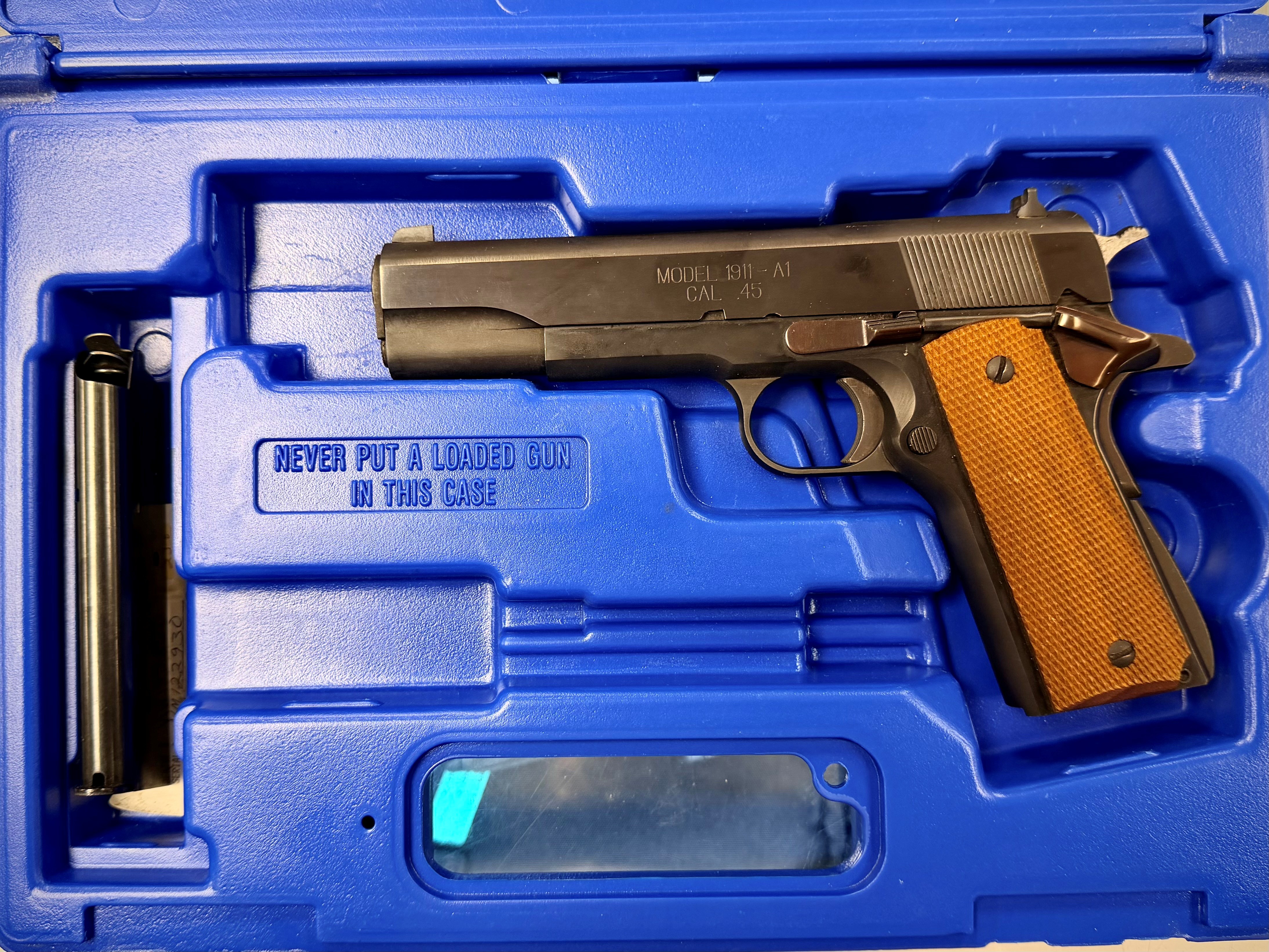 SPRINGFIELD 1911A1, 45ACP, 5", BLUED, 1-7RD MAG, w/ BOX, USED SPRINGFIELD 1911A1, 45ACP, 5", BLUED, 1-7RD MAG, w/ BOX, USED