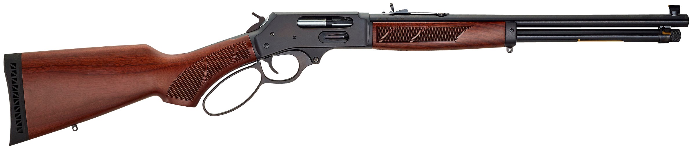 HENRY #H010G, 45-70, SIDEGATE, 18.43" BLUE W/WALNUT STOCK, 4RDS