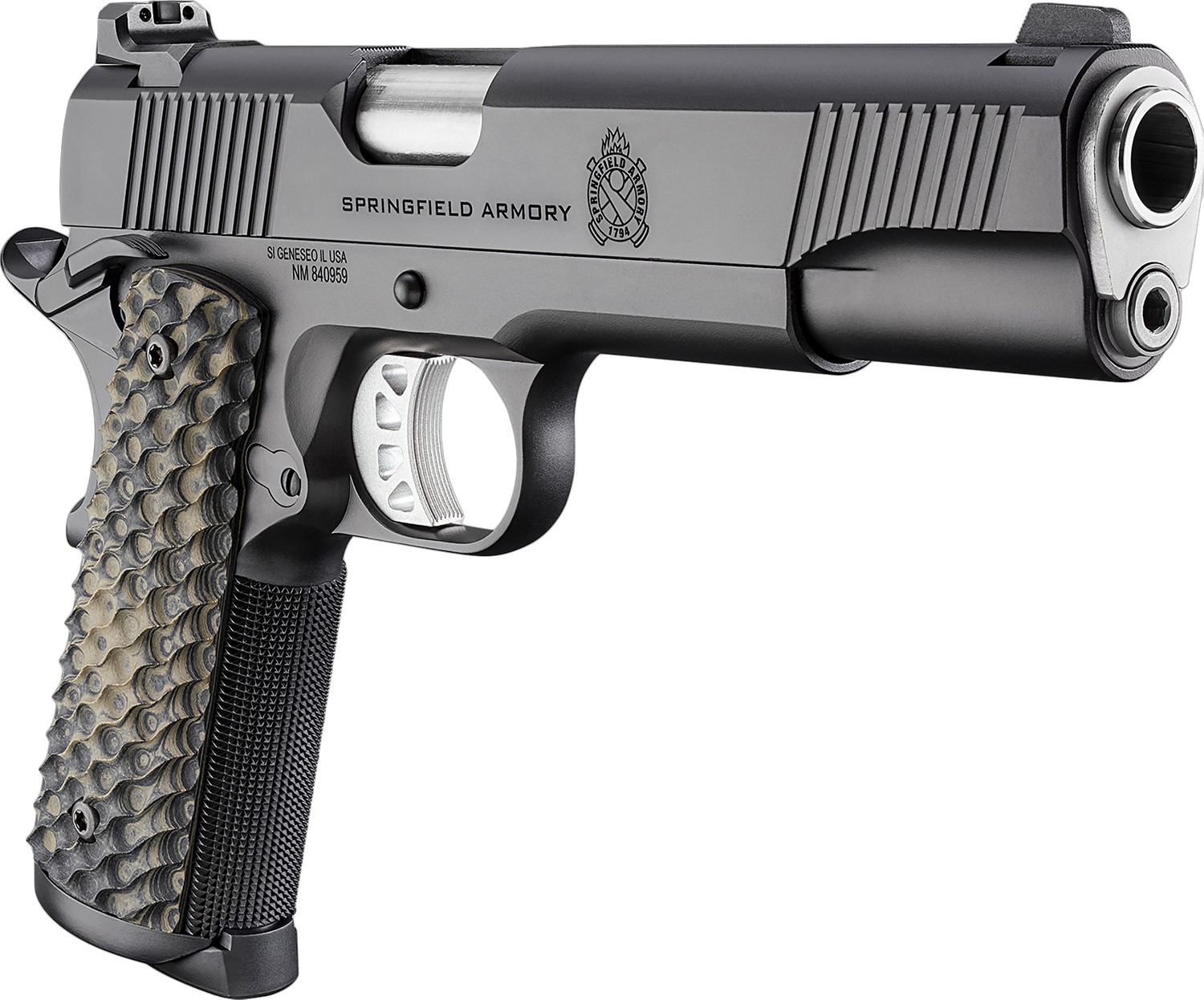 Springfield Armory PC9125 1911 TRP 45 ACP 8+1 5" Stainless Match Grade Barrel, Black Cerakote Serrated Carbon Steel Slide & Frame w/Beavertail, VZ Hydra G10 Grip