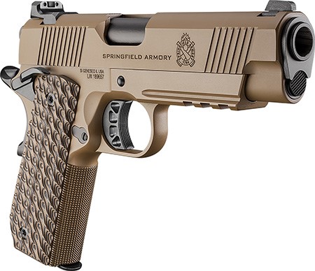 Springfield Armory PC9124LRCB-CC 1911 TRP Carry Frame 45 ACP 7+1 4.25" Black Match Grade Barrel, Coyote Brown Cerakote Serrated Carbon Steel Slide & Aluminum Frame w/Beavertail & Picatinny Rail, VZ Hydra G10 Grip