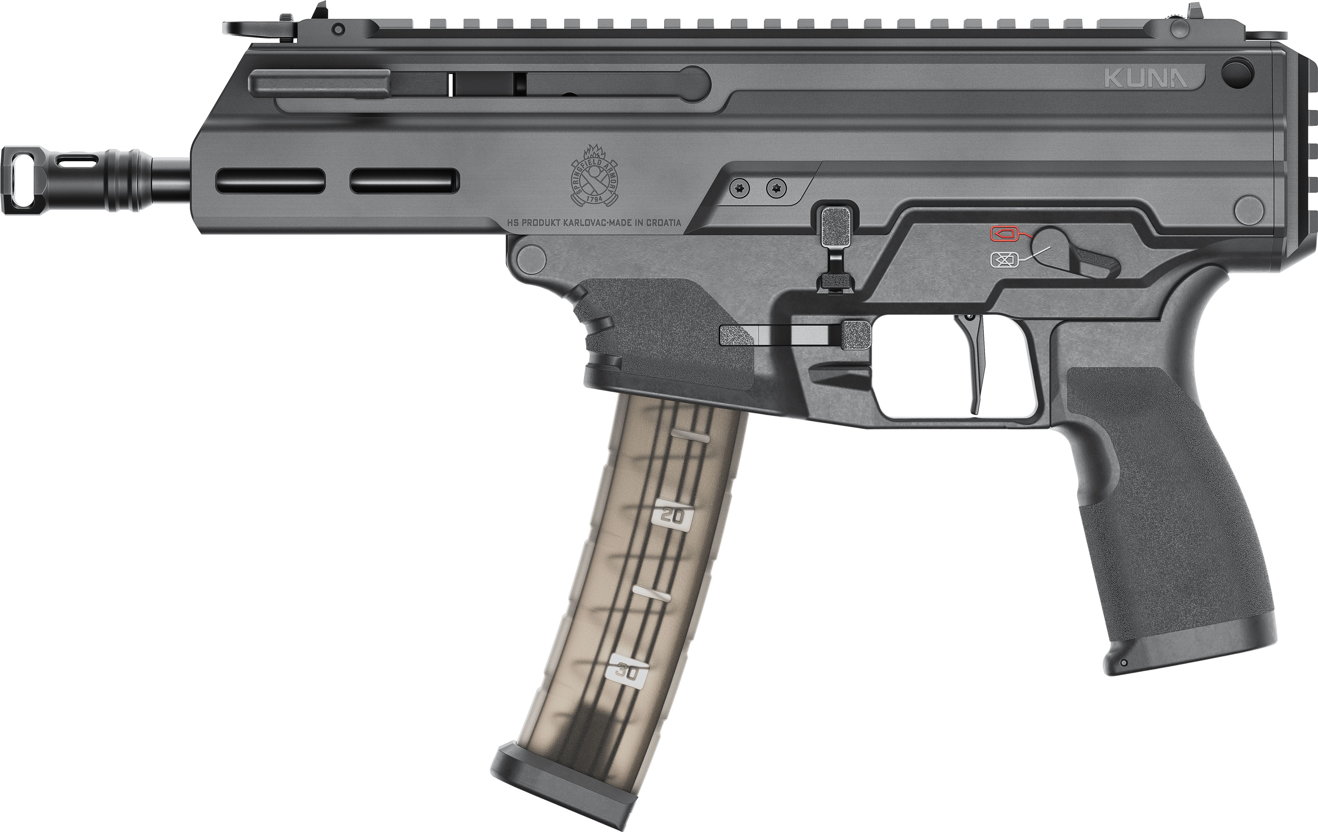 SPRINGFIELD KUNA, 9MM, 6.12" BLK BARREL, MLOK HANDGUARD, PICRAIL, 30RDS SPRINGFIELD KUNA, 9MM, 6.12" BLK BARREL, MLOK HANDGUARD, PICRAIL, 30RDS