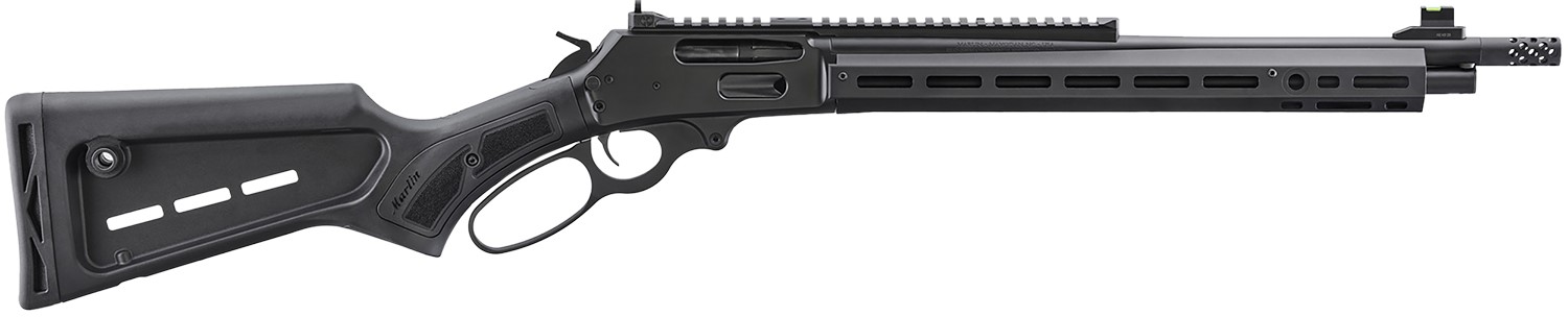 Marlin Firearms, 336 Dark Series, Lever Acion Rifle, 30-30 Winchester, 16.17" Barrel, 5/8-24 Thread Pitch, Radial Muzzle Brake, Satin Finish, Black, Picatinny Rail, M-LOK Handguard, Fiber Optic Front Sight with Tritium Ring, Adjustable Ghost Ring Rear Sig