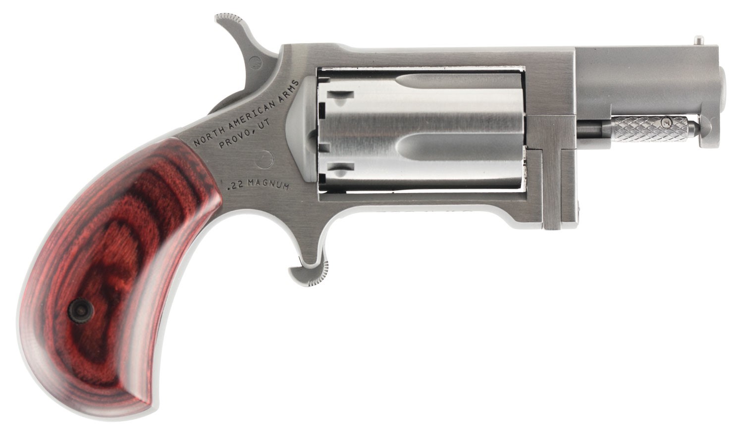 NAA SIDEWINDER, 22WMR, 1.5" S/S REVOLVER W/ROSEWOOD BIRDSHEAD GRIP, 5RDS