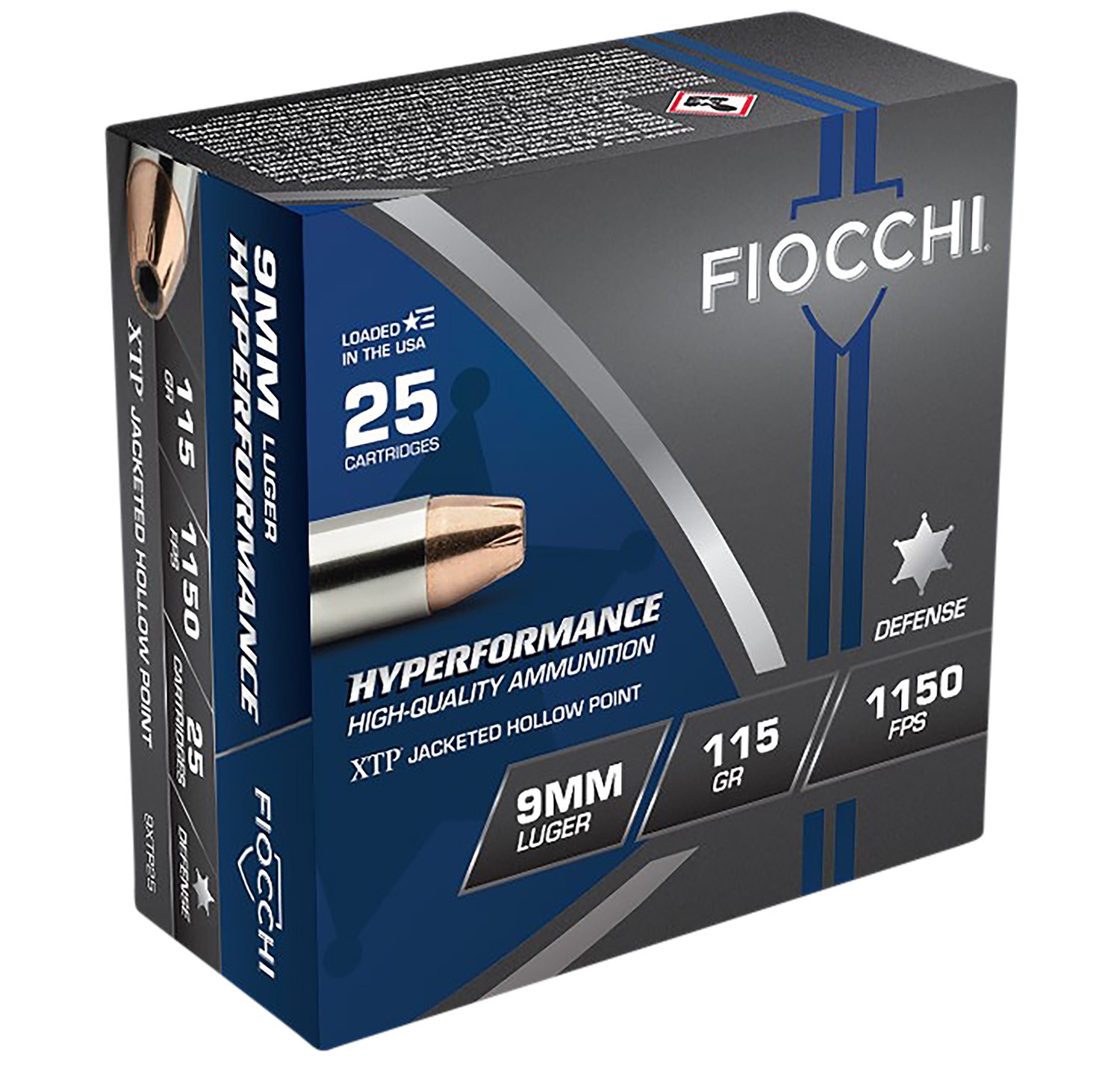 FIOCCHI #9XTP25 9MM HYPERFORMANCE HORNADY 115GR XTP HOLLOW POINT, 25RDS