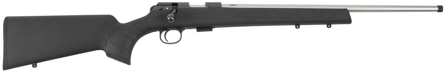 CZ 457 AMERICAN, 22LR 20" STAINLESS THREADED BARREL W/BLK SYNTH STK, 5RDS